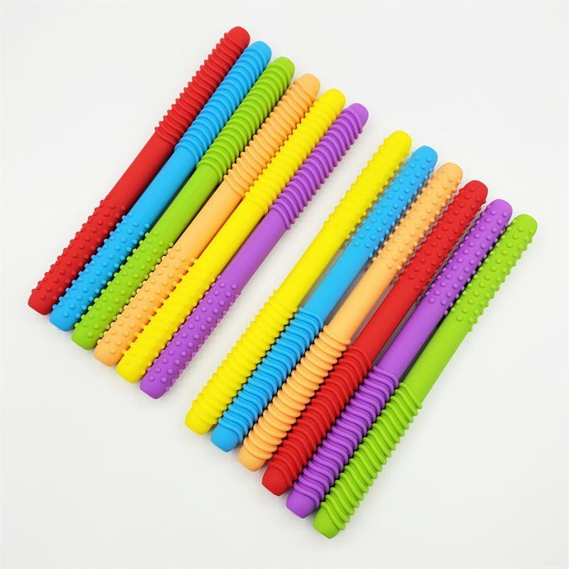 Reusable Baby Chewing Tube Non-Toxic Silicone Teeth Massager Hollow Molar Teether for Kids Speech Therapy Daily Use