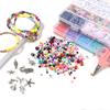 2 Boxes Seed Beads Set Letter Beads & Random Pendant Beginner Jewelry Making Kit Set with Clear Strings for DIY Craft Bracelet
