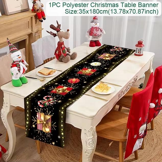 Christmas Table Runner Merry Christmas Decoration for Home Table 2026 Xmas Ornament Navidad Notal Noel Happy New Year Gifts 2026