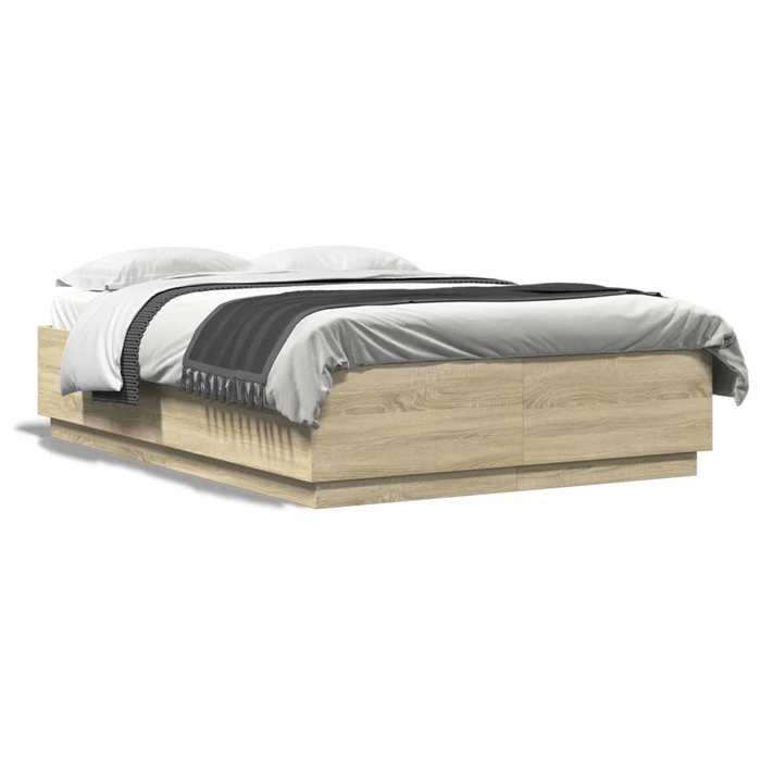 VidaXL Bed Frames, Double Bed with Slatted Base, Adult Bed, Bedroom Furniture, Modern, Sonoma Oak 3209704