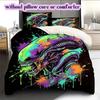 Splashing Ink Death  Pattern Bedding Quilt Set Quilt Cover Pillowcase Home Decoration Birthday Gift (1 * Duvet Cover + 2 * Pillowcase, Without Core)