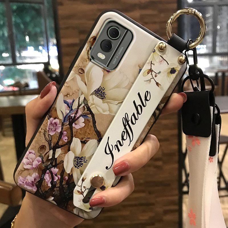 Противоударный браслет Чехол для телефона для Nokia C32 Подставка Модный дизайн Защитное кольцо Прочный Цветочный шнурок Задняя крышка