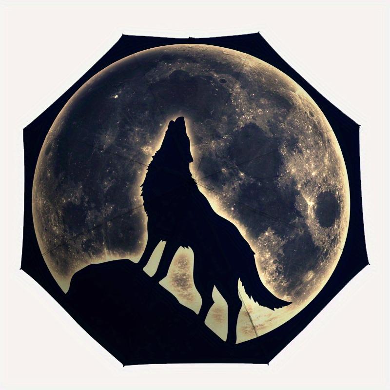 Wolf Howling At Moon Sticker Decal for Laptop Phone Tablet CaseUmbrella, Portable 3-Fold Compact Umbrella for Men & Women ES46