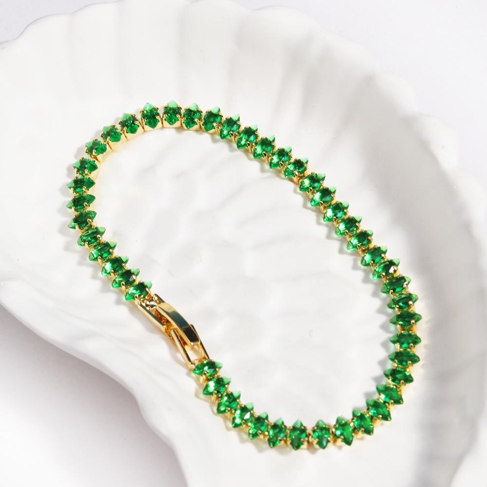 10 Colors Luxury CZ Tennis Cubic Zirconia Gold Silver Color Iced Out Chain Bracelet Bling Jewelry for Women Party Gift