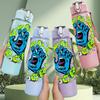 1PC Blue Monster Cartoon 750ml Sports Water Bottle Leakproof Straw Lid Outdoor Office Home