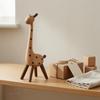 Wooden Giraffe Ornament Handmade Solid Wood Statue Polished Finish for Home Display