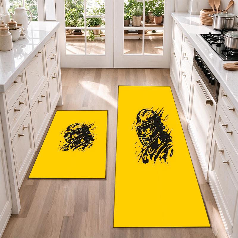 Pittsburgh Steelers Flannel Kitchen Floor Mat – Non-Slip, Absorbent and Easy to Clean Suitable for Kitchens, Entryways Bedroomsand Bathrooms