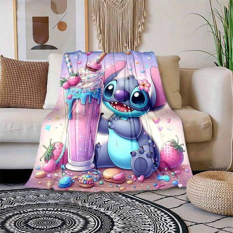 1pc Stitch Printing Blanket - Soft, All-Season Throw for Office Blanket, Personalized Gift with Adorable Cartoon Design