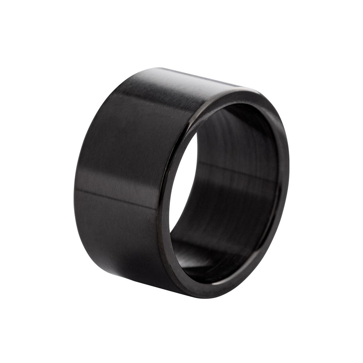 

European and American 12mm Wide Titanium Steel Ring, Men s Frosted Scratch Resistant Stainless Steel Ring 13 чорний
