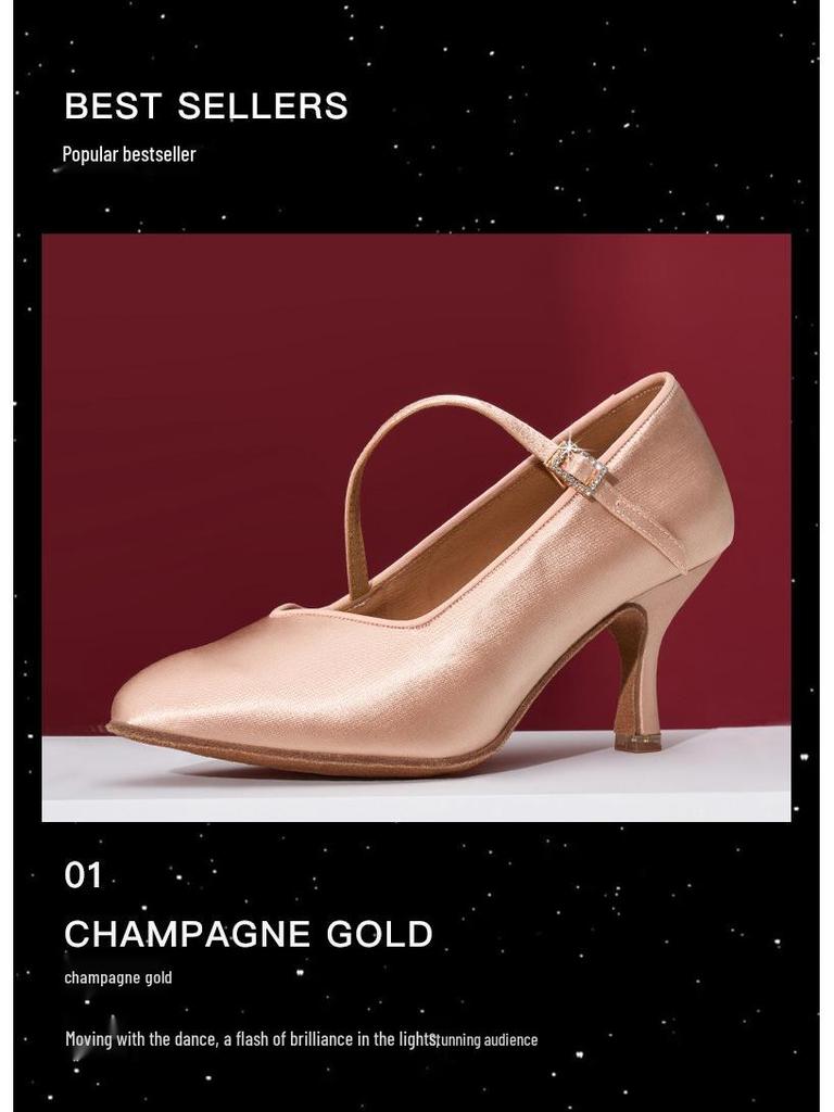 Scarpe Professionali da Ballo per Donna con Tacco Medio-Alto e Suola Morbida per Tango & Valzer