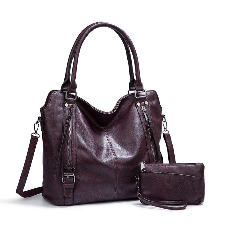 New Women's Bag Fashion Retro Korean Temperament Solid Color Soft Skin High Capacity Trend Versatile Lady Shoulder Bag