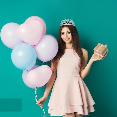 Fashionable Zinc Alloy Water BIRTDAY QUEEN Diamond Crown Birthday Party Headband Girl Birthday Headwear