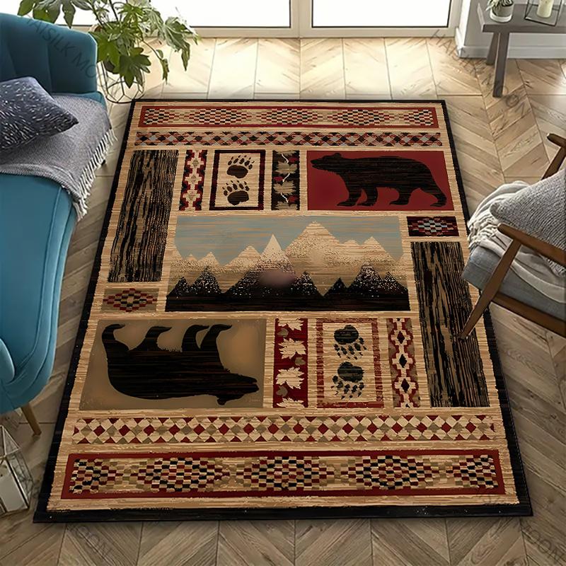 American Country Vintage Style Art Carpet Living Room Bedroom Sofa Large Area Decorative Mat Kids Play Soft Non-slip Rugs Gift
