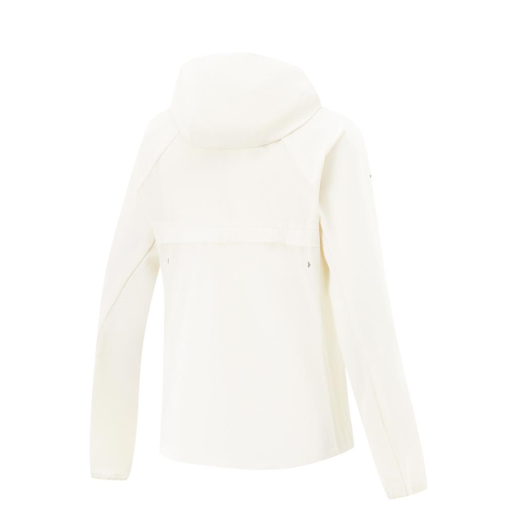 Li Ning Running Series Sports Casual Minimalist Solid Color Mirror Sun Protection Jacket Hooded Zipper Coat Women Jacket Champagne-White AFDV252-1