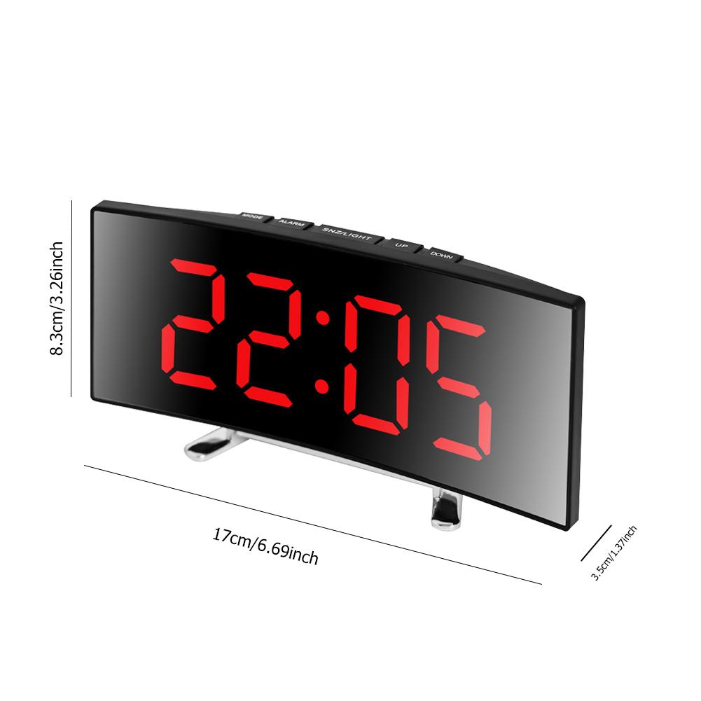 Mirror LED Digital Clock Creative Digital Alarm Clock 6inch Large Display USB Charging/Battery Powered Bedside Table Clock