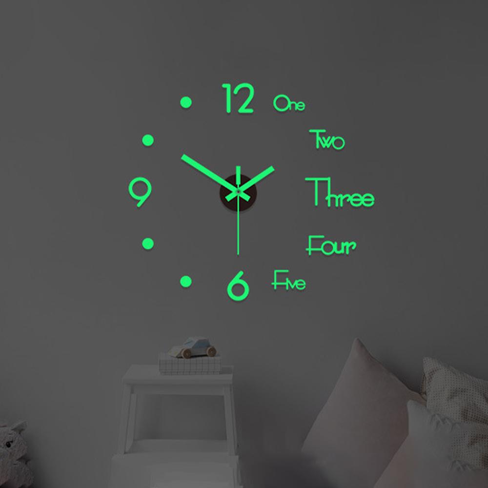 Ceas de perete digital pentru camera de zi DIY, ceas luminos 3D fără cadru, autocolante de perete, ceas mut pentru dormitor, birou, decor de perete