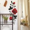Painted Red Roses and Black Leaves, Bathroom and Home Wall Decoration Stickers