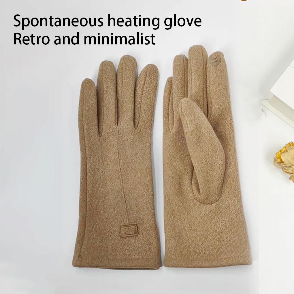 1 Pair Women Gloves Warm Velvet Thermal Mitten Portable Cold Weather Warmer Mitts Windproof Decoration Screen Soft