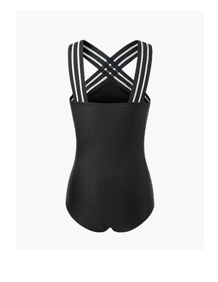 Korean Style Sheer Back Cross Off-Shoulder Slimming One-Piece Swimsuit for Women