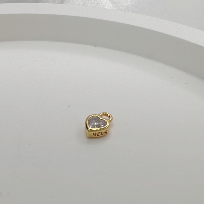 S925 Silver Mini Water Droplet Heart Round Pendant Charms Zircon Pendant Accessories for Necklace Jewelry Making SD12