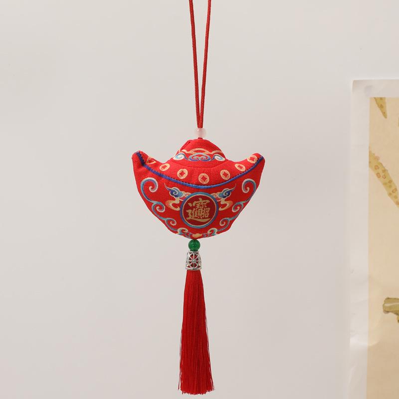 Ретро Саше-талисман на Гонки на лодках-драконах Yuanbao - Новогодний кулон Сумочка из парчи красный