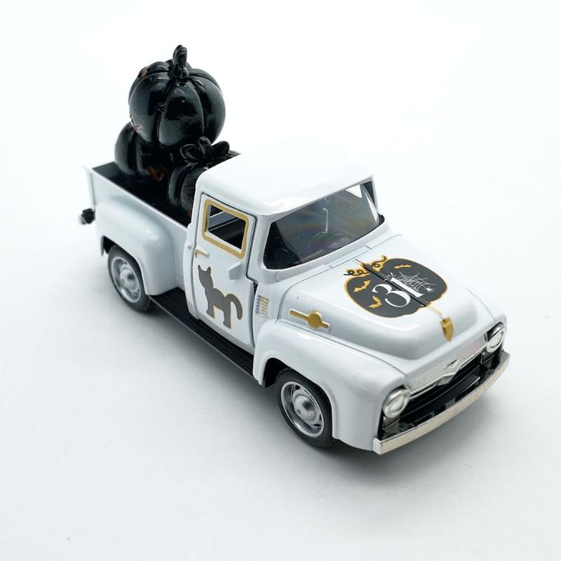 Antique Miniature Haunted Ghostly Truck Ornament Metal Shelf Decors Farmhouses Kitchen Accent For Halloween Enthusiasts