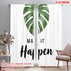 2pcs 2D Flat Printing Curtains Monstera Make It Happen Polyester Without Electricity Seasonal Party & Holiday Decor Perfect for