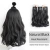 Extensii de păr sintetic, lung, drept, ondulat, ondulat, perucă falsă naturală, cu clipă pentru femeie, o singură bucată pentru femei
