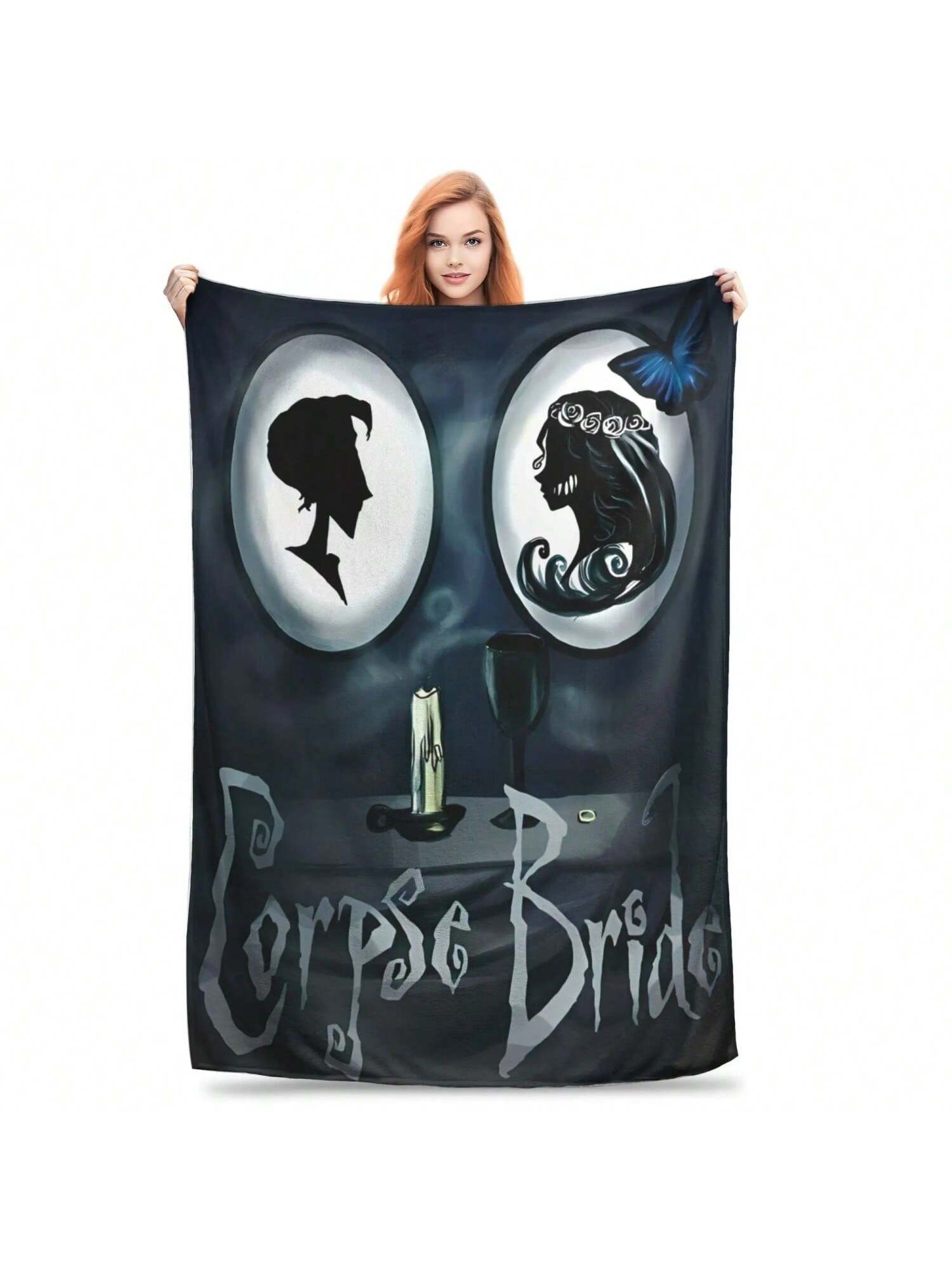Manta de peluche de la película La Novia Cadáver, manta de tiro para sofá o silla, manta suave y cálida de calidad como regalo 75X95CM серый