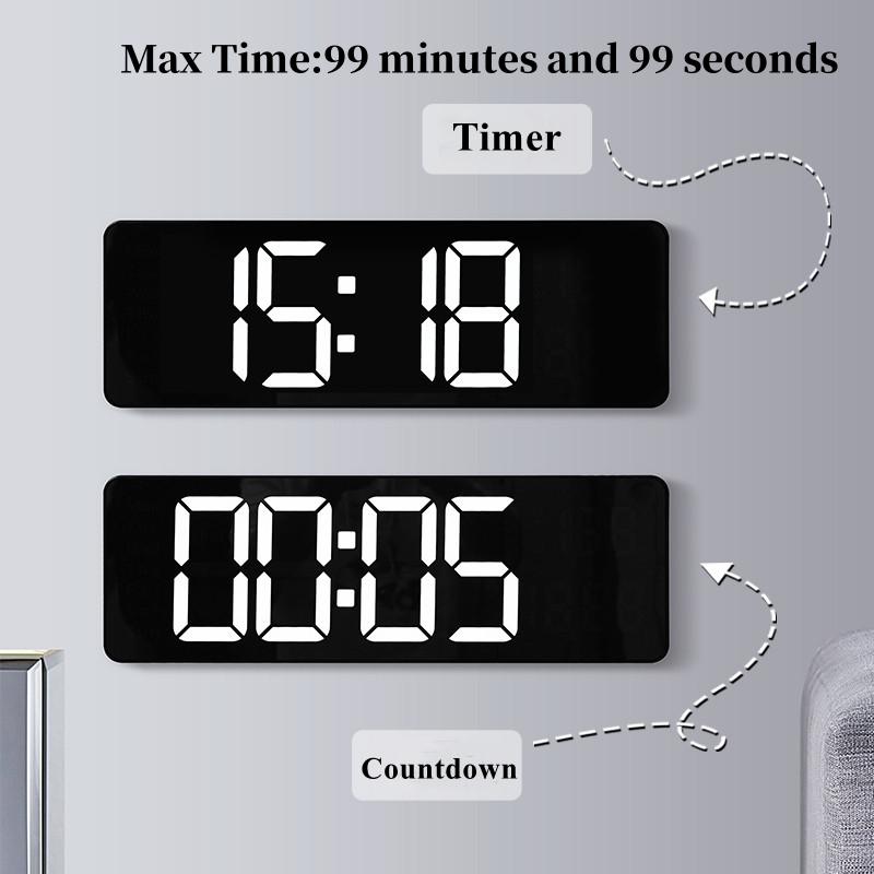 16 Inch Large Digital Wall Clock TEMP Date Week with Remote Control Timer Countdown Table Clock 2 Alarm 12/24H Wall-mounted LED Clock