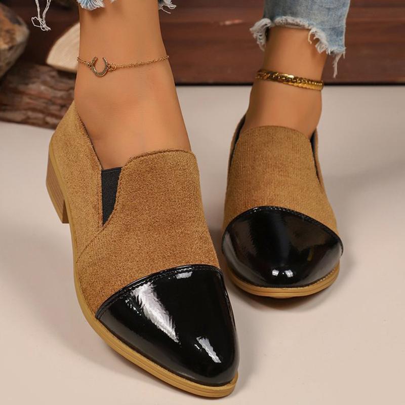 Fashion Retro Leopard Low Heel Pumps for Women Plus Size Square Heel Casual Shoes Woman Slip On Pointed Toe Low Heels Shoes Female