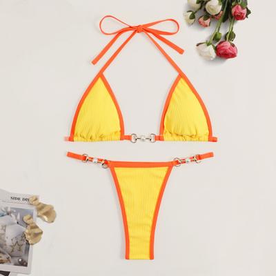 2 ks/sada Elegantní dámské plavky Tříbodový koupací G-string Prodyšný set plážových bikin voda