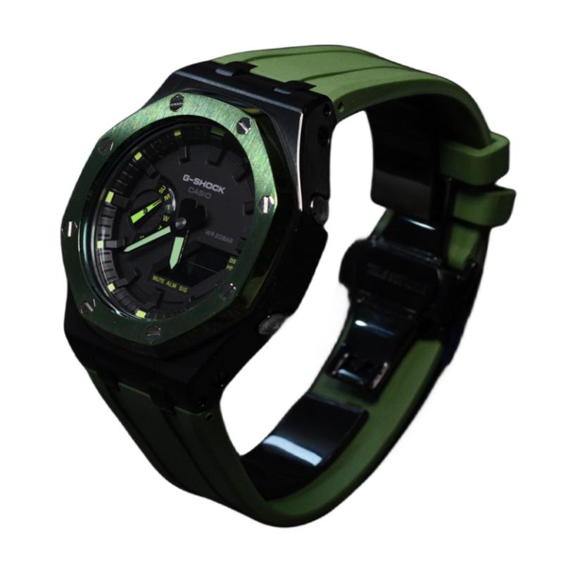 Casio Men Liquid Crystal,Analog Dual Display Series Black Watch GA-2100-1A1(Watch3--)
