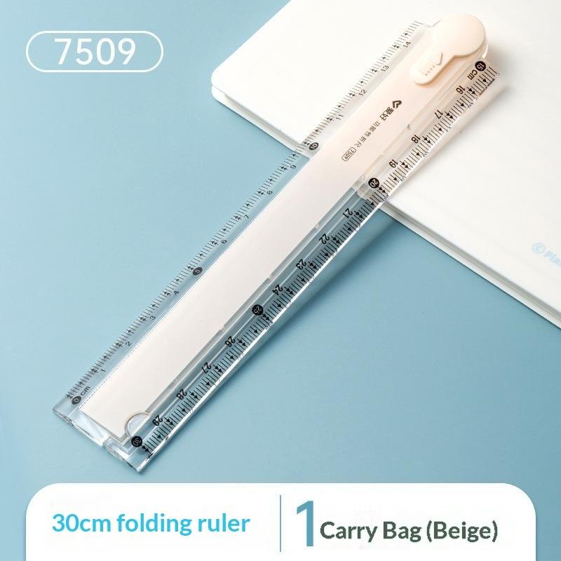 1Pcs Multifunctional Folding Ruler, 4 Colors Available, Clear Scale, Portable For Geometry Drawing & Measuring At School Home