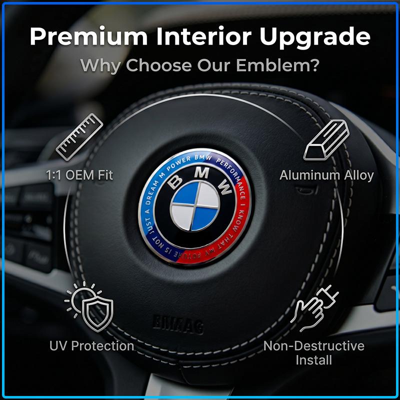 1Pcs Car Steering Wheel Sticker Emblem Decal Badge Decoration Accessorie For BMW M Performance 1 3 5 7 E61 E70 E71 E87 E90 E91 E92 E93 E97 F01 F02 F10