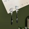 New Chinese Style Sweet Cool Long Fan-Shaped Pendant Drop Earring for Women Exaggerated Girl Gift Rock Jewelry