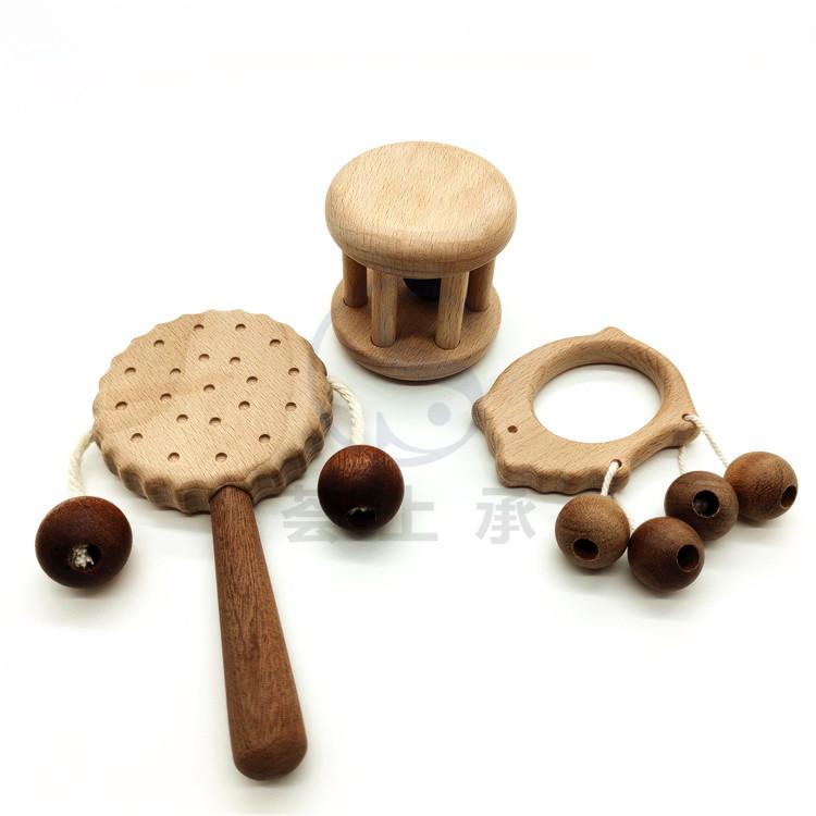 Wooden Baby Toys, Rattle, Teething Toy, Baby's 100-Day And First Birthday Photo Props, Accessories, Toy Wooden Ring