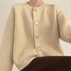 Autumn Winter Design Single Breasted Knit Sweater Women Cardigan Lazy Style Loose Solid Round Neck Top