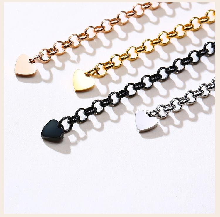 Engraved Name Bar Bracelet Personalized, Gold Plated Stainless Steel Heart Chain, Custom Gift for Women Girlfriend Mom Wife