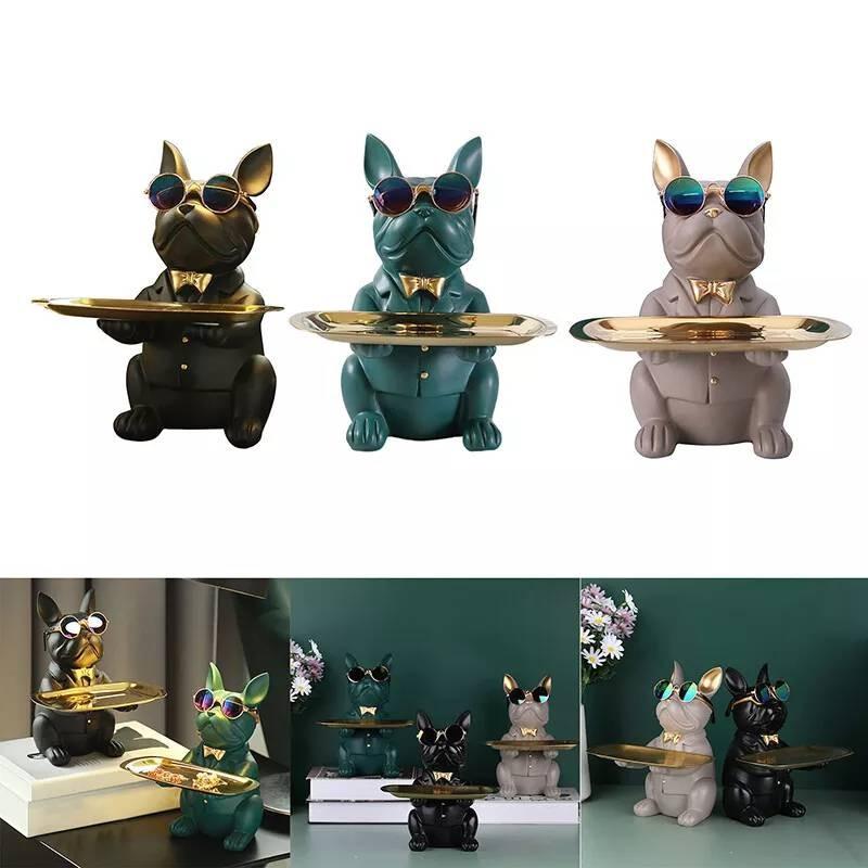 Creative Bulldog Dog Resin Decorative Piece For Key Storage And Candy Display