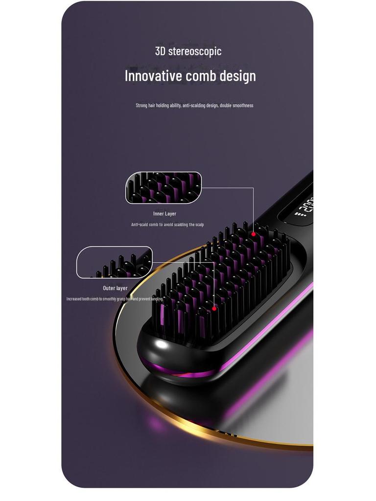 Ionen-Haarglättungskamm mit LCD-Display – Doppelfunktion, tragbar für Zuhause und im Wohnheim