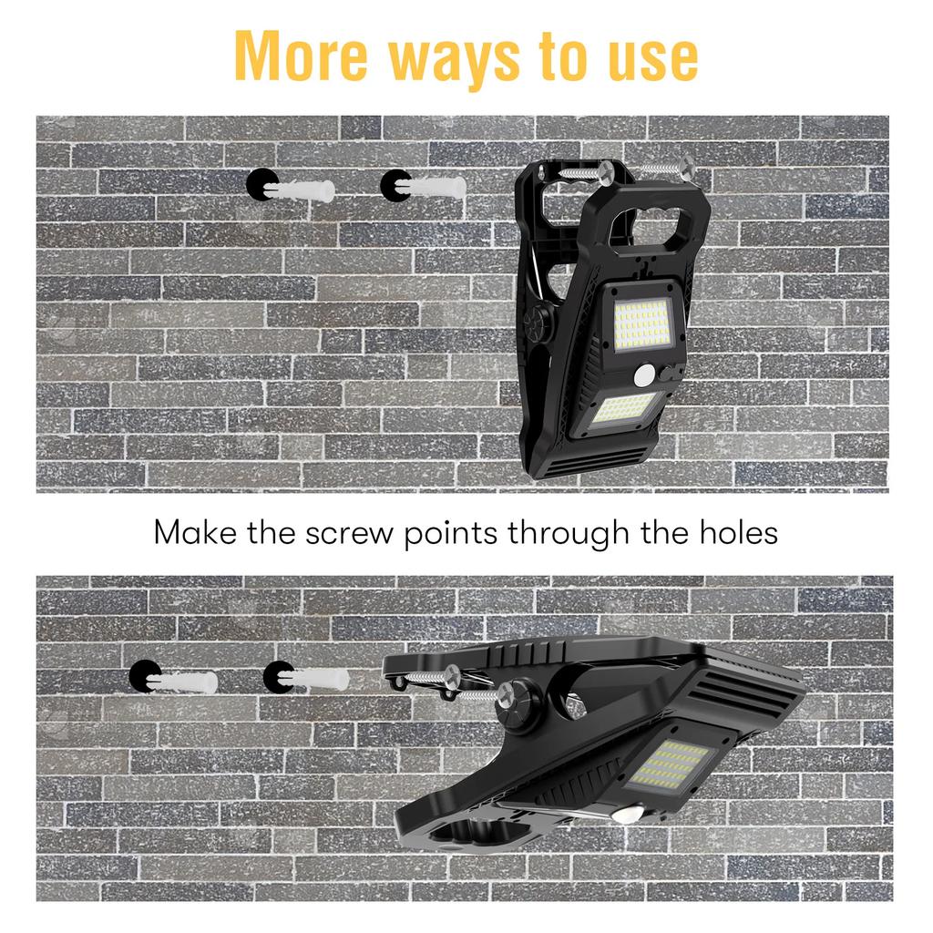 Camping Clamp Lights Solar Motion Sensor Lights Waterproof Outdoor Lights 360° Adjustable Lights Portable Safety Lights