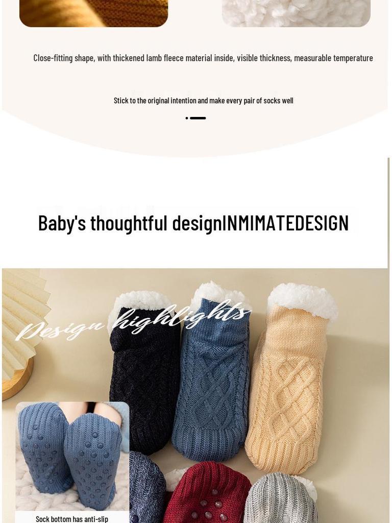 Men's & Women's Fleece-Lined Winter Floor Socks: Thick, Warm, Indoor Slipper-Style with Dots.