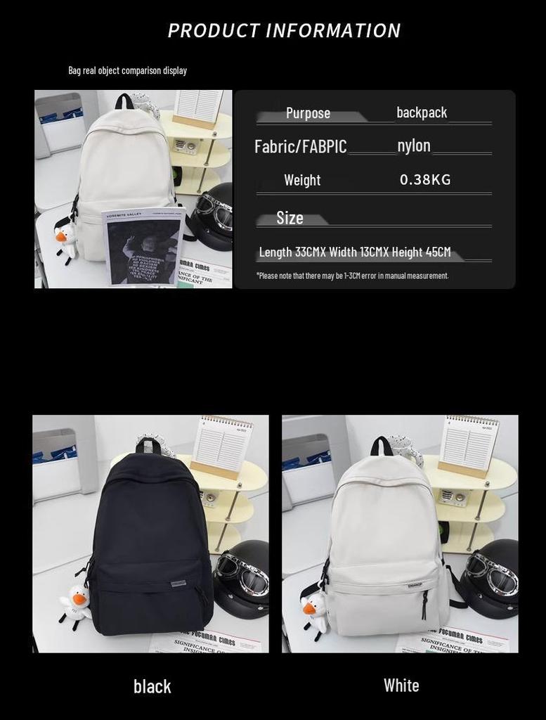 Girls' Fashion College-Style Backpack: Large Capacity, Casual Travel, Junior High School, or Couples