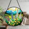 2D Flache Buntglasblumen-Fensterdekoration Farbige Glasplatte, 7,87 Zoll Hängendes Ornament mit Kette, Charmantes Frühling Sommer Sonnenfänger Zuhause