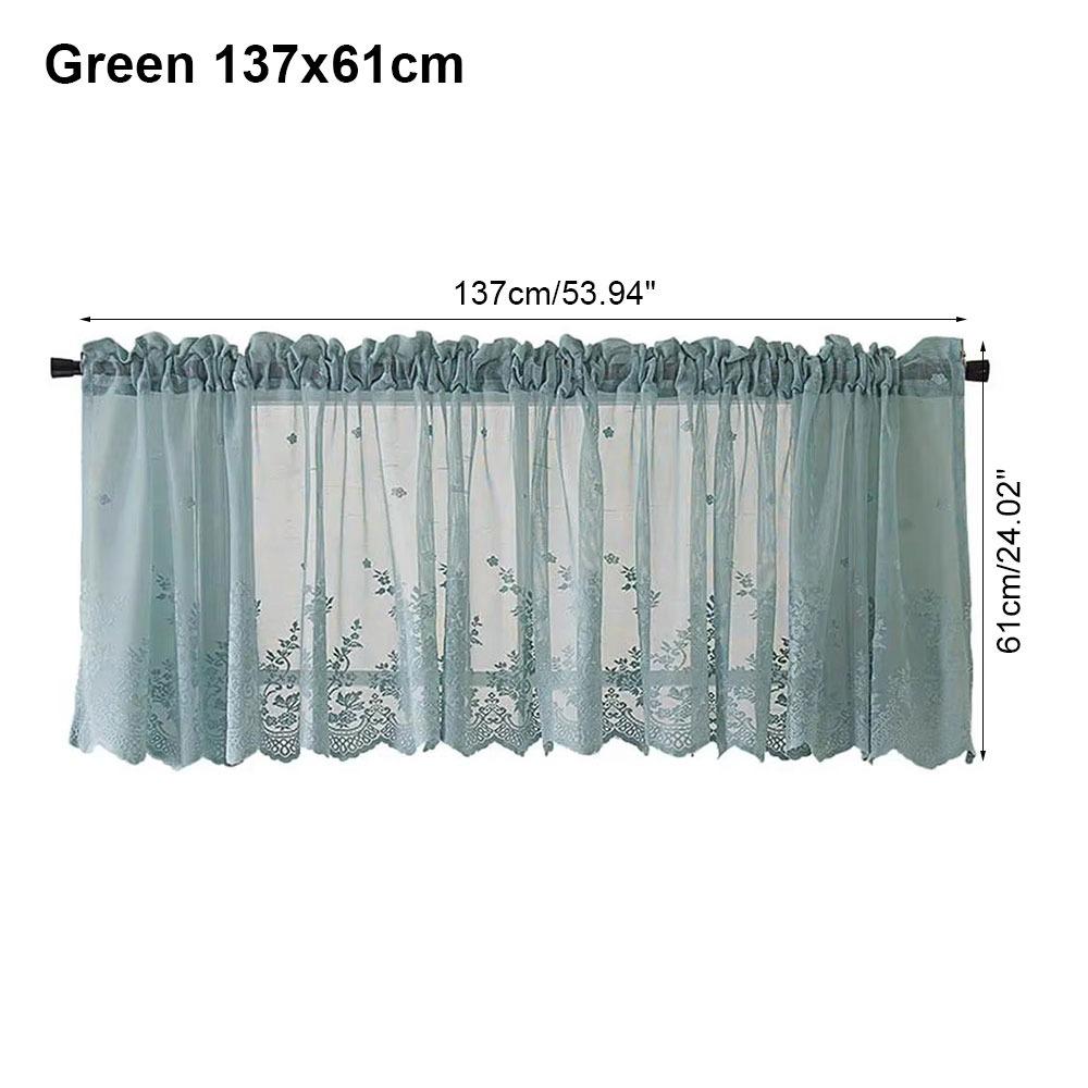 

1 шт. Современная короткая занавеска кофейного цвета с жаккардовым кружевом, маленькая занавеска, прочная оконная занавеска, домашний декор Green 137x61cm