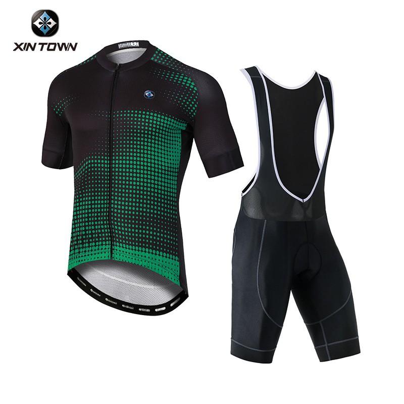 XINTOWN Cycling Jersey Set Short Sleeve Bib Shorts Mens Road Bike Riding Wear