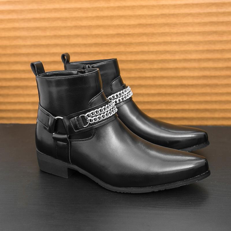 Winter Business Men Chelsea Boots Black Brown Men Comfortable Fashionable Pointed Rider Boots Outdoor Training Boots Sizes 38-46