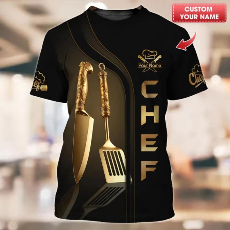 2025 Neue Designs Koch 3D-Druck T-Shirt Personalisiert Individueller Name T-Shirts Uniform Kurzarm Locker Schnelltrocknend T-Shirts Unisex Oberteile