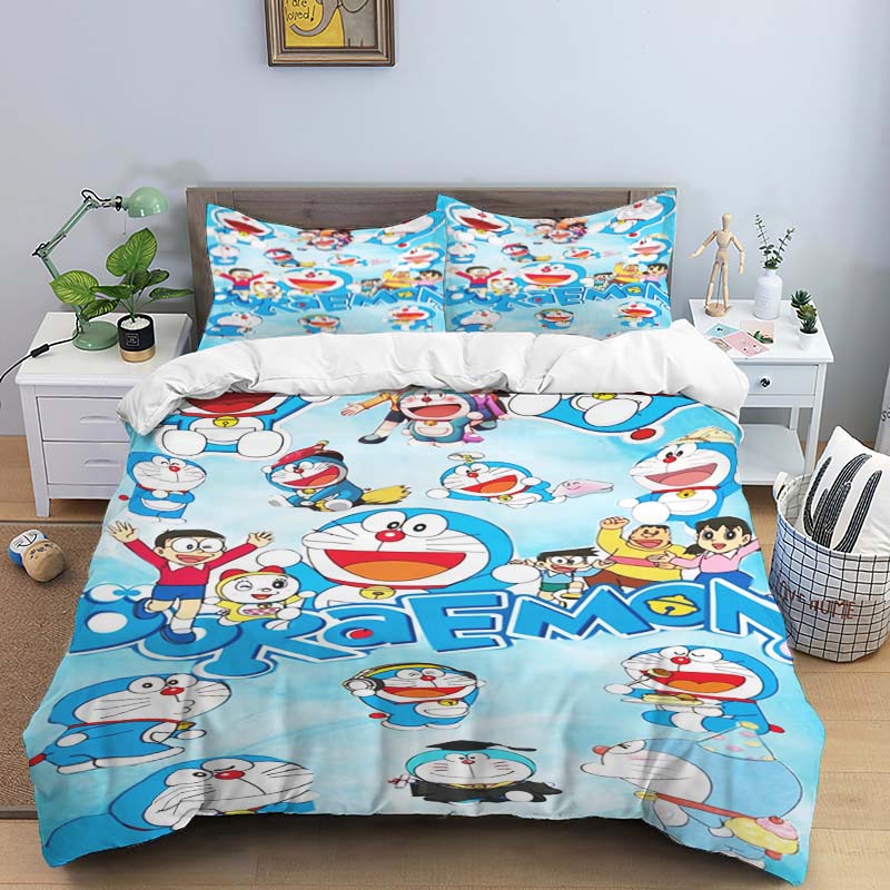 3D Kreslený Doraemon Digitálně Tištěné Povlečení, Povlak na Peřinu, Povlak na Polštář, Ložní Prádlo, Sváteční Dárek